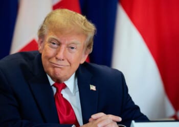 President Donald Trump smiles during the signing of a security pact between the U.S., Denmark, and Greenland at the U.N. Headquarters in New York City on Sept. 22, 2026.