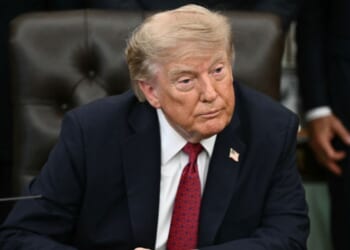 President Donald Trump looks on during an announcement on healthcare affordability in the Oval Office of the White House in Washington, D.C., on Aug. 31, 2026.