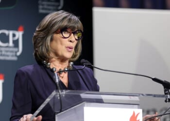 Christiane Amanpour speaks onstage during the 2025 CPJ International Press Freedom Awards at The Glasshouse on Nov. 20, 2025, in New York City.