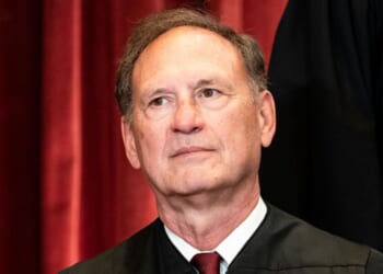 Supreme Court Justice Samuel Alito poses for a group portrait on April 23, 2021.