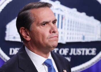 Attorney General Todd Blanche listens during a conference at the Department of Justice on September 30, 2026.
