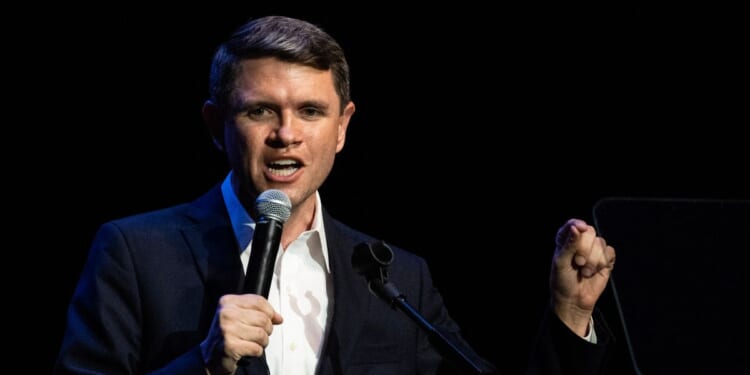 Democratic Senate candidate James Talarico speaks during a campaign rally as part of his "New American Dream Tour" in Pasadena, Texas, on Aug. 9, 2026.