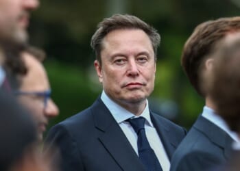 Tesla, SpaceX, and X CEO Elon Musk attends a press briefing held by President Donald Trump with AI executives following a meeting on artificial intelligence, outside the West Wing of the White House on Sept. 29, 2026, in Washington, D.C.
