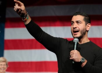 Democratic Senate Candidate Abdul El-Sayed speaks during an Oct. 10 campaign town hall in Cadillac, Michigan.