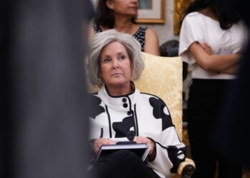 White House Chief of Staff Susie Wiles looks on as President Donald Trump speaks in the Oval Office of the White House in Washington on Sept. 4, 2026.