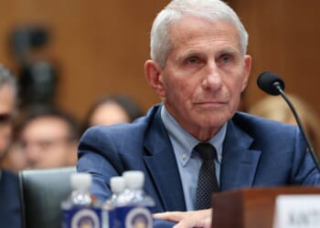 Anthony Fauci stares at members of the Senate Homeland Security and Governmental Affairs Committee hearing on July 29, 2026 in Washington, DC.