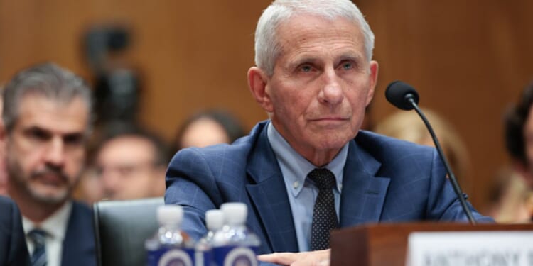 Anthony Fauci stares at members of the Senate Homeland Security and Governmental Affairs Committee hearing on July 29, 2026 in Washington, DC.