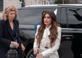 U.S. Ambassador to Greece Kimberly Guilfoyle arrives at the White House on Feb. 26, 2026, in Washington, D.C.