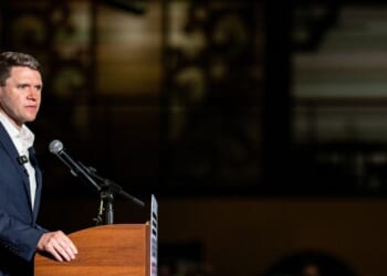 Texas Democratic Senate candidate James Talarico speaks during an event at the Epstein Memorial Reading room on Sept. 10, 2026, in Dallas, Texas.