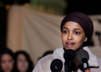 Rep. Ilhan Omar speaks during a news conference calling for a ceasefire in Gaza outside the U.S. Capitol building on Nov. 13, 2023, in Washington, D.C.