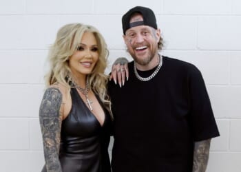 Bunnie XO and Jelly Roll smile for the cameras at an event at The Palazzo Theater at The Venetian Resort Las Vegas on Feb. 26, 2026 in Las Vegas, Nevada.