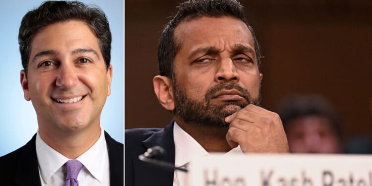 MS NOW's Ken Dilanian, left, boasted Wednesday that his network is "transparent about when we make errors." Dilanian had to publicly apologize for his erroneous reporting that FBI Director Kash Patel was in Russia.