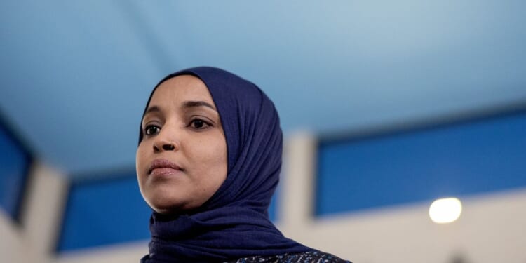 Rep. Ilhan Omar speaks at Karmel Mall on Wednesday, Jan. 28, 2026, in Minneapolis, Minnesota.