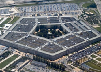 The Pentagon is pictured from an aerial view.