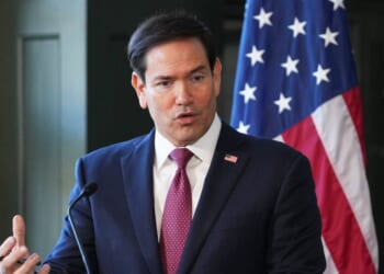 Secretary of State Marco Rubio speaks during a press conference with Iceland's Foreign Minister at the House of Collections in Reykjavik on Oct. 6, 2026.