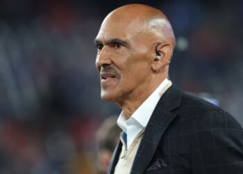 Tony Dungy looks on before a game Sept. 21, 2025, between the Kansas City Chiefs and the New York Giants at MetLife Stadium in East Rutherford, New Jersey.