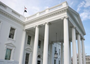 The White House north facade is pictured on June 22, 2026 in Washington, D.C.