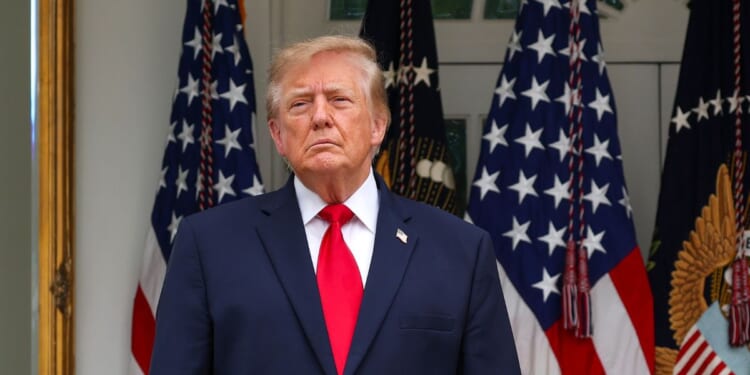 President Donald Trump arrives to speak during a luncheon in the Rose Garden of the White House on Oct. 15, 2026, in Washington, D.C.