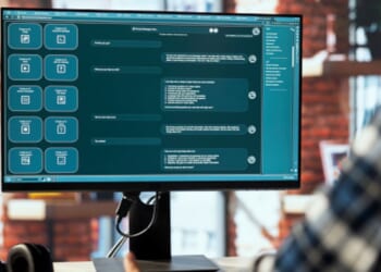 A computer displays an artificial intelligence system.