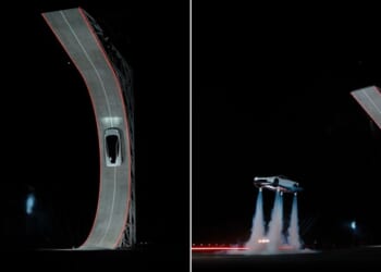 Tesla showed off its new flying Roadster EV Thursday at SpaceX’s Texas test facility.
