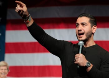 Democratic Senate candidate Abdul El-Sayed speaks during a campaign town hall at Cadillac High School on Oct. 10, 2026, in Cadillac, Michigan.