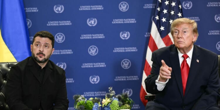 Ukrainian President Volodymyr Zelensky meets with President Donald Trump on the sidelines of the 81st United Nations General Assembly in New York, on Sept. 22, 2026.