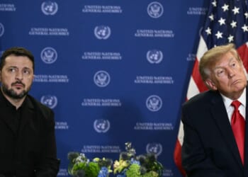 Ukrainian President Volodymyr Zelensky looks on during a bilateral meeting with President Donald Trump on the sidelines of the 81st United Nations General Assembly in New York, on Sept. 22, 2026.