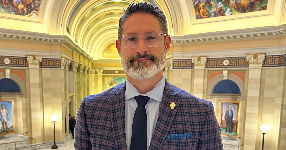 Republican state Sen. Dusty Deevers poses for a photo inside the State Capitol in Oklahoma City on April 9.