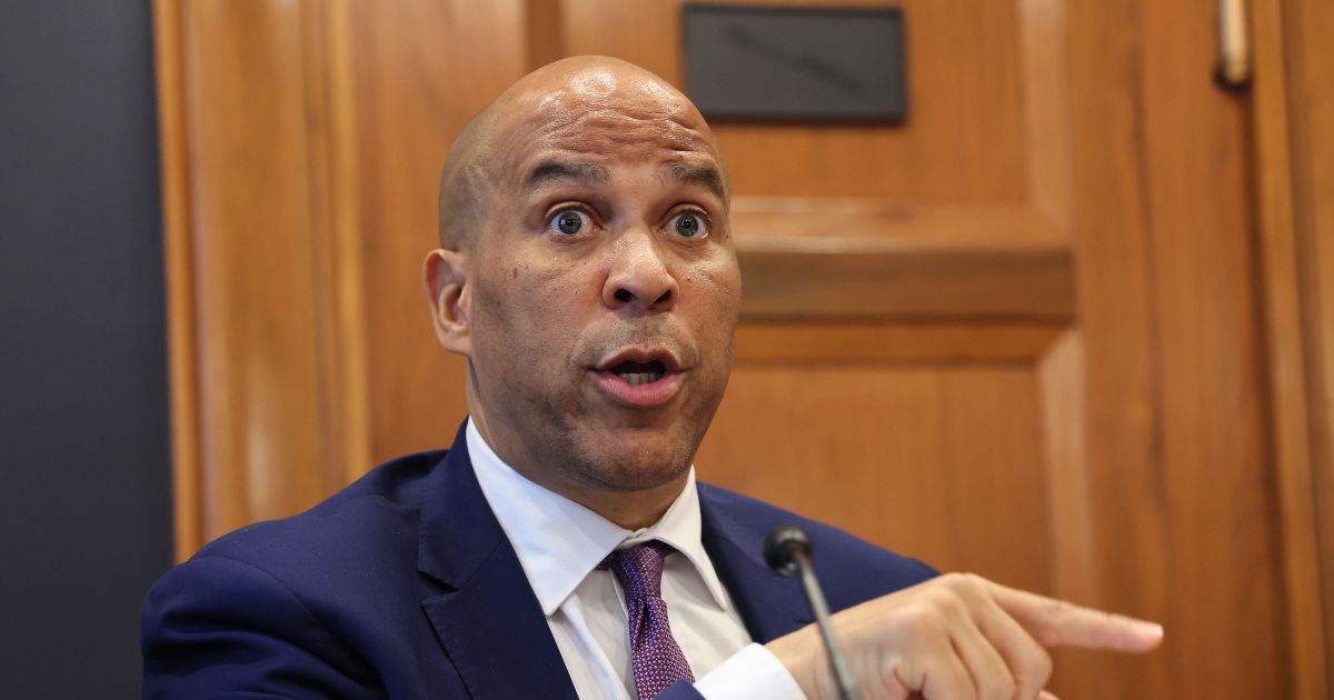 Sen. Cory Booker, a Democrat from New Jersey, questions witnesses during a special forum on the rising cost of education at the Dirksen Senate Office Building on May 14, 2025, in Washington, D.C.