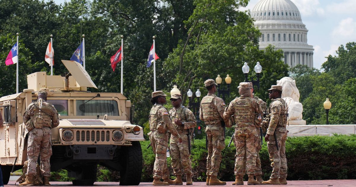 Members of the National Guard stand by at Union Station Thursday in Washington, D.C.