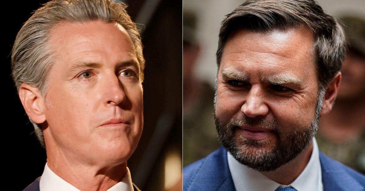 In a Wednesday interview, Vice President J.D. Vance, right, gave Democratic leaders, like Gov. Gavin Newsom, left, advice.