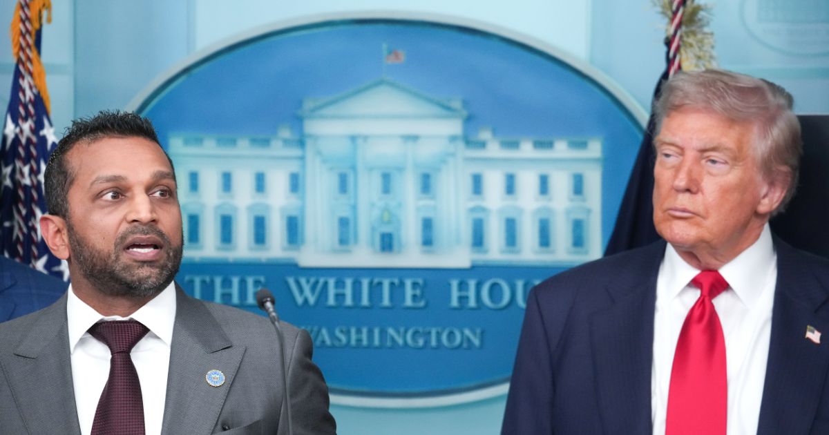 FBI Director Kash Patel delivers remarks as President Donald Trump looks on during a press conference in the James S. Brady Press Briefing Room of the White House on Aug. 11, 2025, in Washington, D.C.