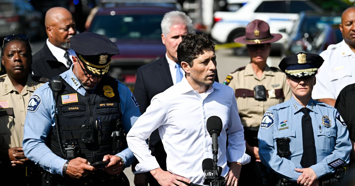 Minneapolis Mayor Jacob Frey speaks to the media following a mass shooting at Annunciation Catholic School on Aug. 27, 2025, in Minneapolis, Minnesota.