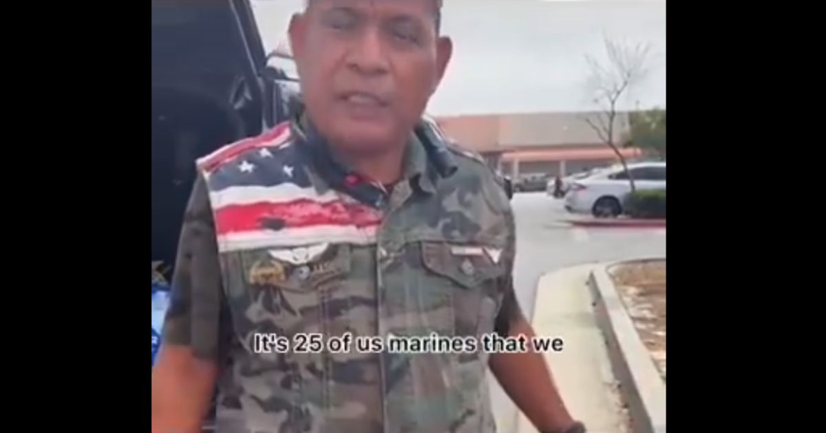 Social media viewers were quick to point out what was wrong with the "Marine's" military-style garb.