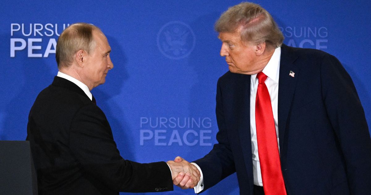 President Donald Trump and Russian President Vladimir Putin shake hands at the end of a joint news conference after participating in a U.S. -Russia summit on Ukraine Friday at Joint Base Elmendorf-Richardson in Anchorage, Alaska.