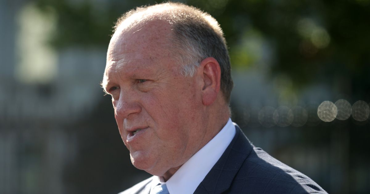 Border czar Tom Homan speaks to members of the media at the White House in Washington, D.C., on Wednesday.