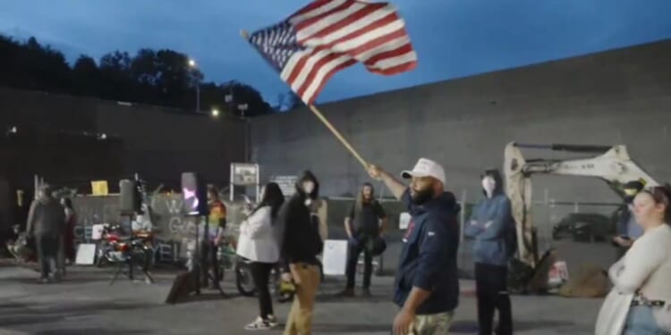 On Sunday, a man wearing a MAGA hat and toting an American flag showed up outside an ICE facility in Portland, Oregon, where antifa had earlier surrounded Post Millennial reporter Katie Daviscourt and her security guard.