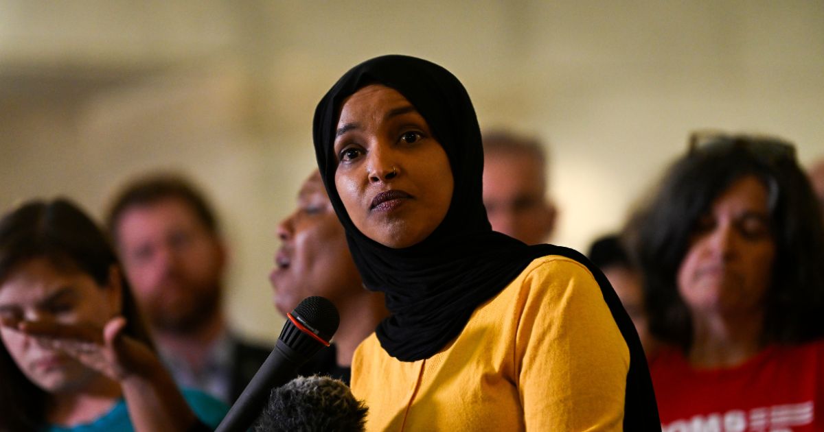 Rep. Ilhan Omar, a Democrat from Minnesota, speaks during a press conference at City Hall following a mass shooting at Annunciation Catholic School on Aug. 28, 2025, in Minneapolis, Minnesota.