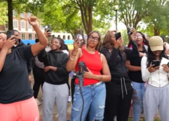 Tennessee State University students shout down conservative activist Cam Higby in video footage posted on Sept. 24, 2025.