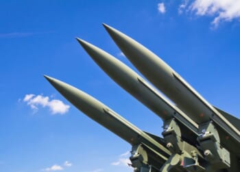 U.S. medium-range self-propelled anti-aircraft missiles MIM-23 Hawk ready to launch.