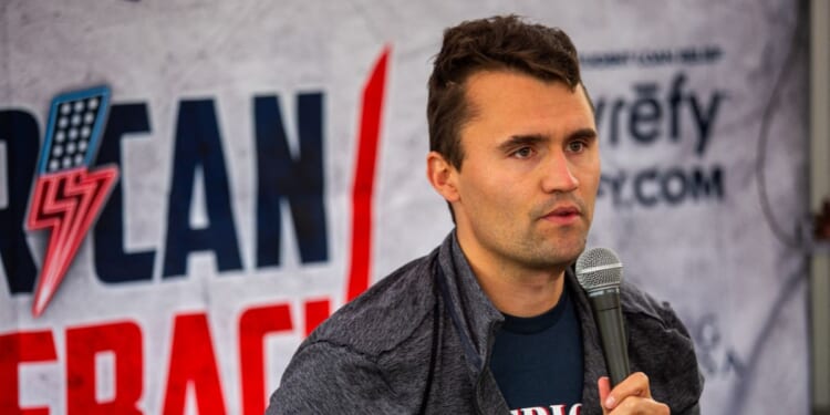 Conservative activist Charlie Kirk debates with students during his American Comeback tour stop at California State University in Northridge, California, on March 6, 2025.