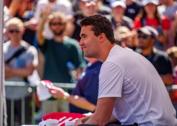 Charlie Kirk speaks at Utah Valley University on Sept. 10, 2025, in Orem, Utah.