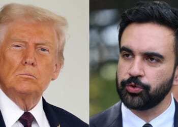 President Donald Trump, left, took to Truth Social on Monday to offer his opinion on Democratic New York City mayoral candidate Zohran Mamdani, right, calling him a gift to the Republican Party.