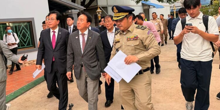 South Korean delegation of lawmakers visits Cambodian site of alleged online scam ring