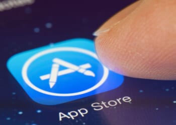 The Apple App Store icon is displayed on an iPad on Sept. 13, 2013.