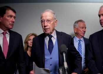 Senate Judiciary Committee Chairman Sen. Chuck Grassley, a Republican from Iowa, speaks to reporters on Capitol Hill on Oct. 6, 2025, in Washington, D.C.