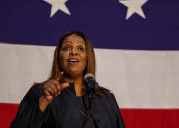 New York Attorney General Letitia James hosts a town hall at SUNY Westchester Community College to hear from residents about the impact of former President Donald Trump’s policies on their lives on May 8, 2025, in Valhalla, New York.