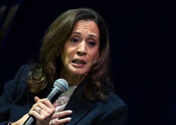 Former Vice President Kamala Harris speaks onstage during her book tour at Tabernacle in Atlanta, Georgia, on Oct. 8, 2025.