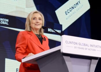 Hillary Clinton speaks onstage during the Clinton Global Initiative 2025 Annual Meeting at New York Hilton Midtown on Sept. 25, 2025, in New York City.
