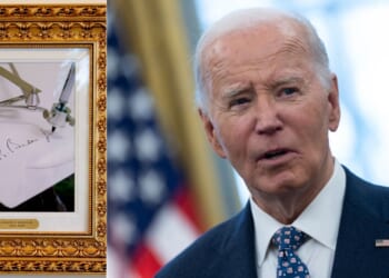 On Tuesday, the House Committee on Oversight and Government Reform issued a report that said executive actions issued during the Biden administration and signed with an autopen, left, should be considered "void" if there are is no valid paperwork that traces the order back to former President Joe Biden, right.